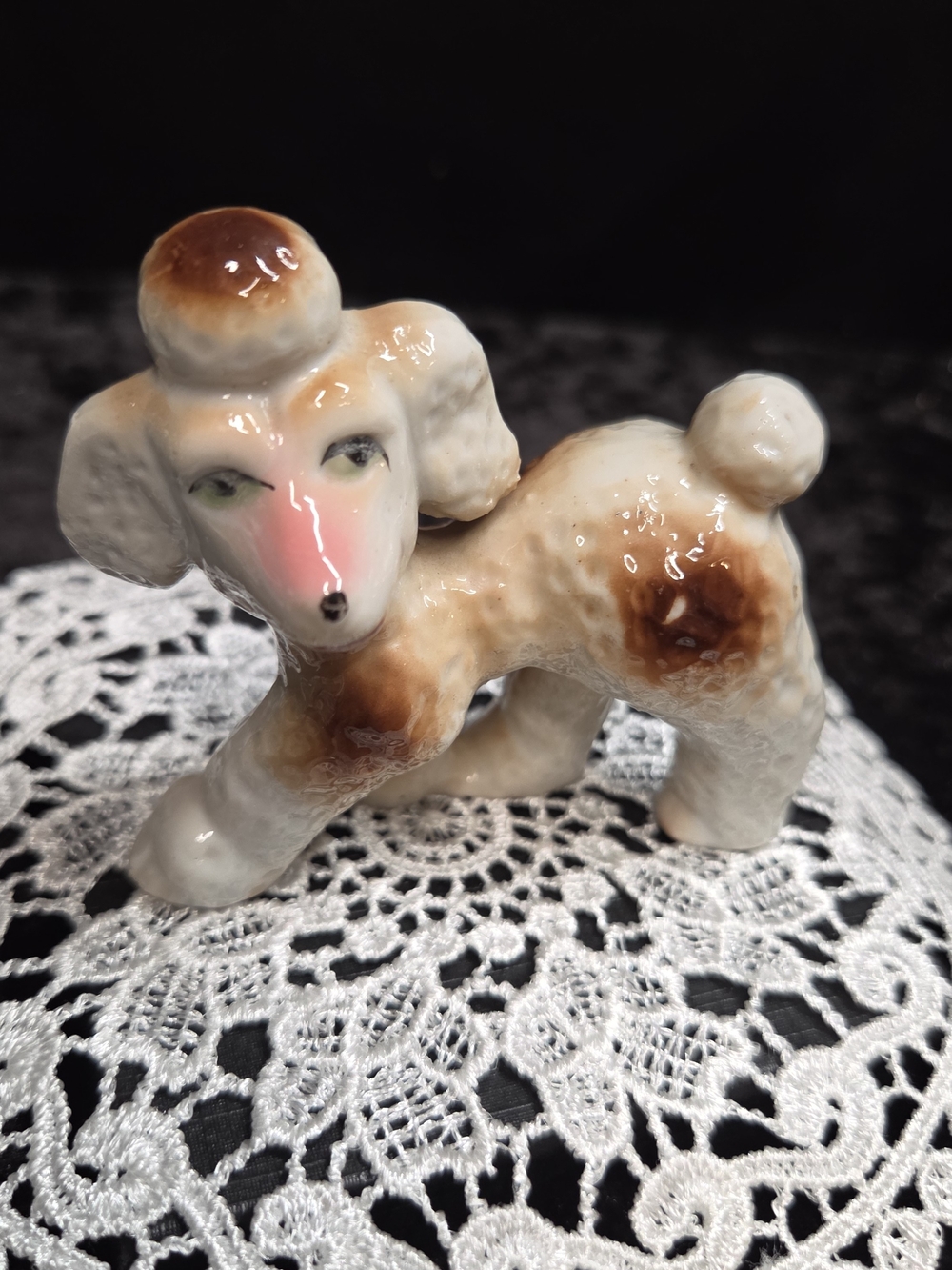 Vintage Ceramic Poodle Figurine 3" Decorative Dog Made in Japan